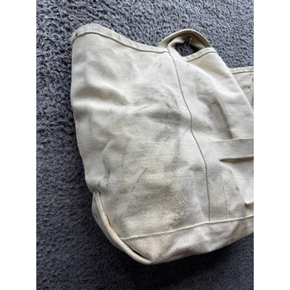 Vintage 70s 80s Linesmen Cotton Canvas Tool Utility Tote Bag Ivory 21 x 15 - Picture 4 of 13